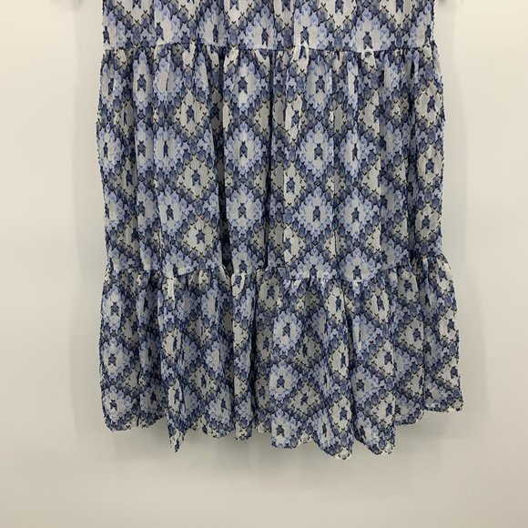 Calvin Klein Dress Blue Floral Tiered Midi Tie 3/4 Sleeve V Neck - Picture 8 of 14